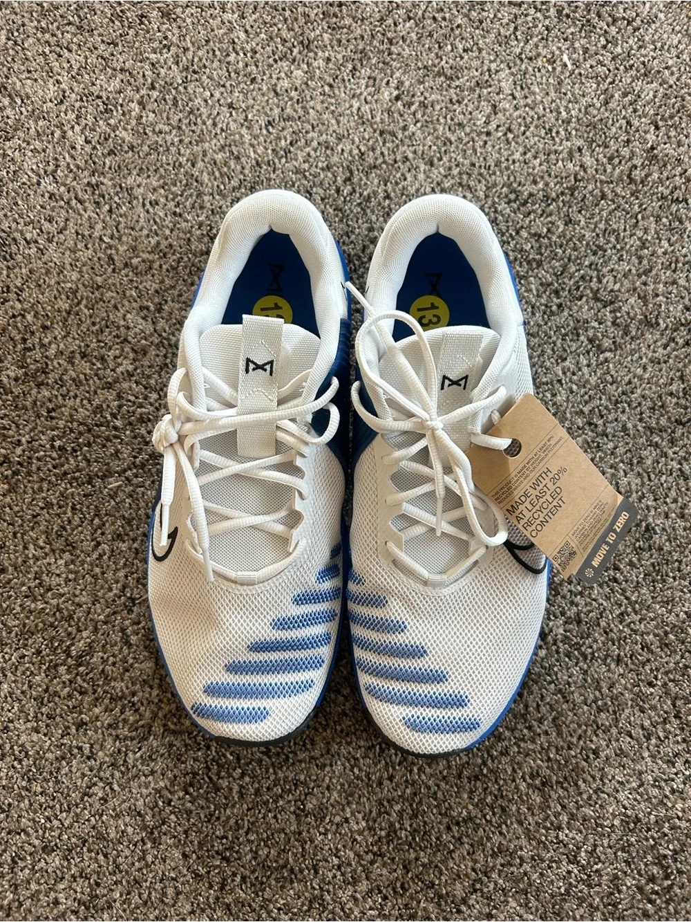 Nike Men’s White and Blue Cross-Training Sneakers